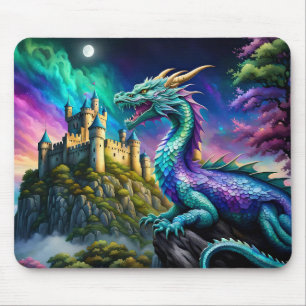 Iridescent Dragon Guards His Land Mouse Pad