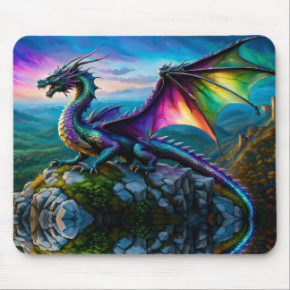 Iridescent Dragon Guards His Land Mouse Pad