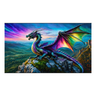 Iridescent Dragon Guards His Land Photo Print