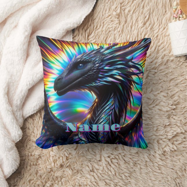  Iridescent Dragon with Vibrant Background Cushion (Blanket)