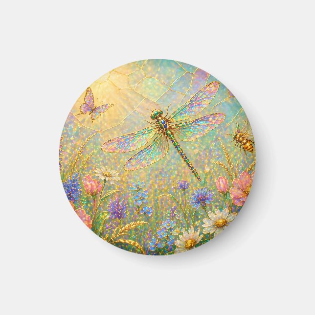 Iridescent Dragonfly Meadow with Butterfly Magnet (Front)
