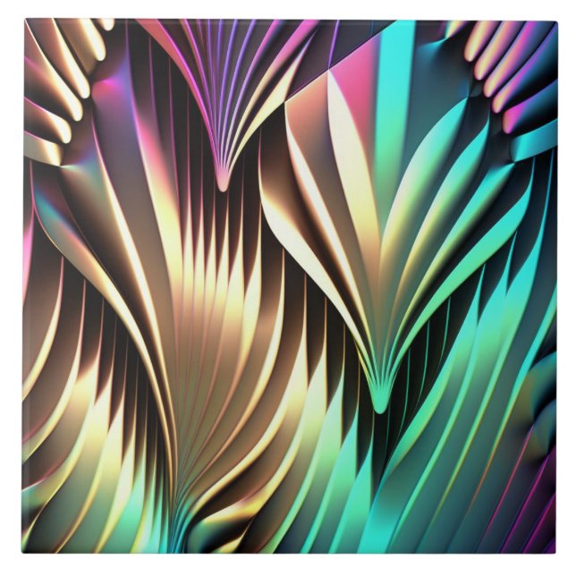 Iridescent Effect Art Deco Curves Tile (Front)