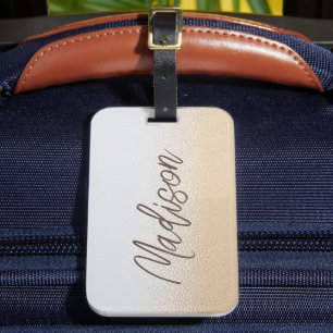 Iridescent Elegant Script Personalised Name Luggage Tag