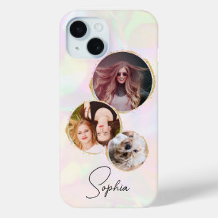 Iridescent Faux Holographic Luxury Photo iPhone 15 Case