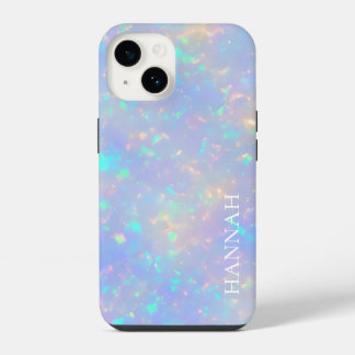 Iridescent Faux Opal w/ Customisable Name iPhone 14 Case