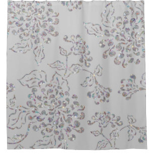 Iridescent Floral Design on Any Colour Shower Curtain