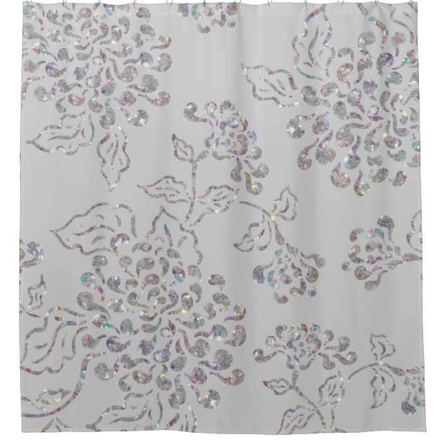 Iridescent Floral Design on Any Colour Shower Curtain (Front)
