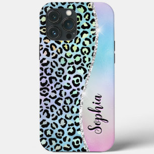 Iridescent Foil Rainbow Leopard Purple iPhone 13 Pro Max Case