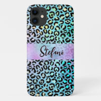 Iridescent Foil Rainbow Leopard Purple