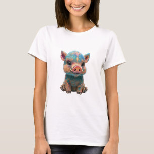 Iridescent Galaxy Baby Wild Boar Piglet Women T-Shirt