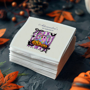 Iridescent Ghost Coquette Bow Spooky One Napkin