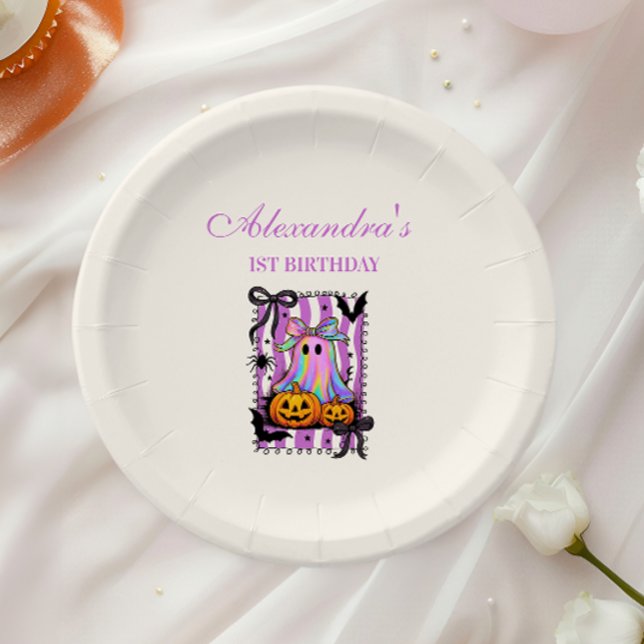 Iridescent Ghost Coquette Bow Spooky One Paper Plate (Creator Uploaded)