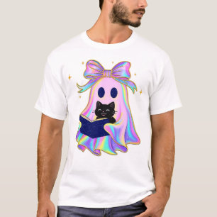 Iridescent ghost with a book and a black cat Class T-Shirt