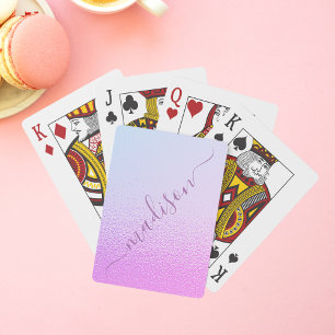 Iridescent Girly Pink Shimmer Personalised Name Playing Cards