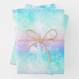 Iridescent Glam Pattern Wrapping Paper Sheet