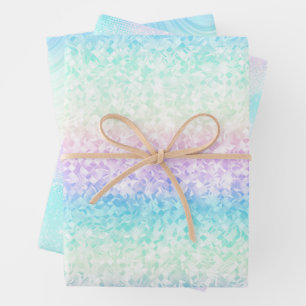 Iridescent Glam Rainbow Pattern Wrapping Paper Sheet