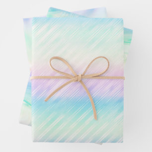 Iridescent Glam Rainbow Pattern Wrapping Paper Sheet