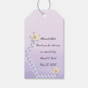 Iridescent Glass Floral Pearl Islamic Wedding Gift Tags