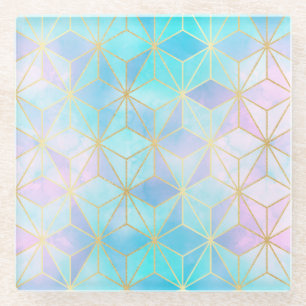 Iridescent Glass Geometric Pattern Coaster