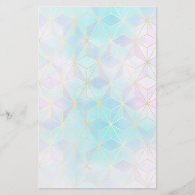 Iridescent Glass Geometric Pattern Stationery (Front)