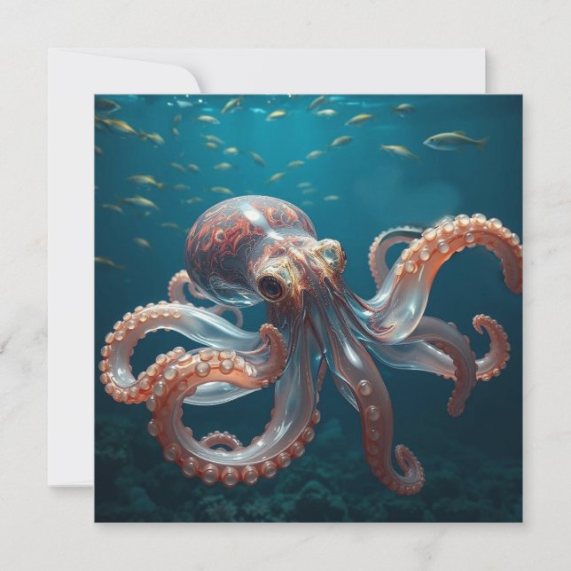 Iridescent Glass Octopus Art | Deep Sea Fantasy   (Front)