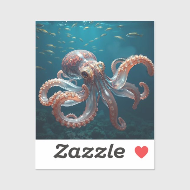 Iridescent Glass Octopus Art | Deep Sea Fantasy   (Sheet)