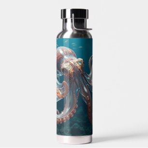 Iridescent Glass Octopus Art   Deep Sea Fantasy   Water Bottle
