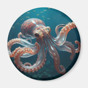 Iridescent Glass Octopus Art   Deep Sea Life Magnet