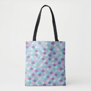 Iridescent Glitter Unicorn Mermaid Fish Scales Tote Bag