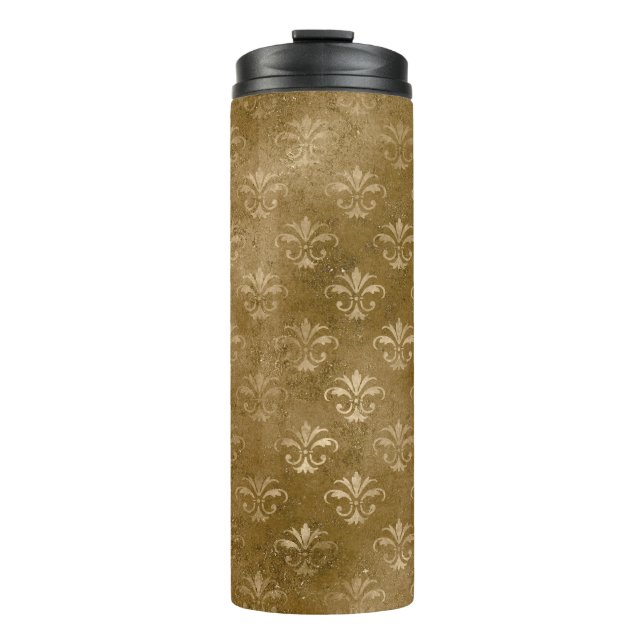 Iridescent Gold Damask Thermal Tumbler (Front)