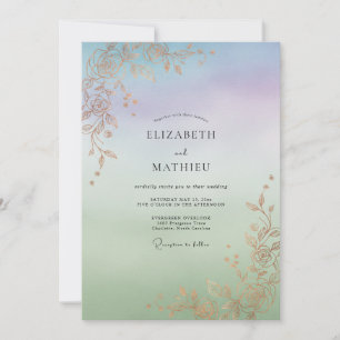 Iridescent Gold Vine Wedding Invitation