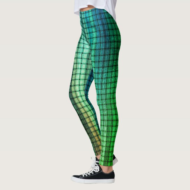 Iridescent Green Weave Leggings (Left)
