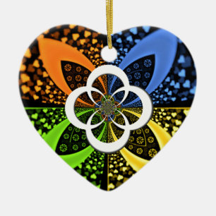 Iridescent Hearts Seamless Polka Dot Abstract Art  Ceramic Tree Decoration
