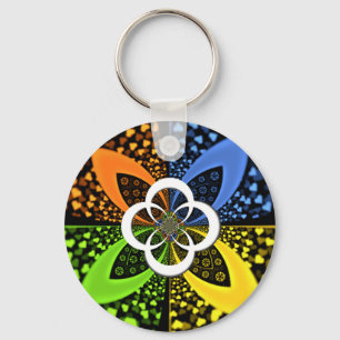 Iridescent Hearts Seamless Polka Dot Abstract Art  Key Ring