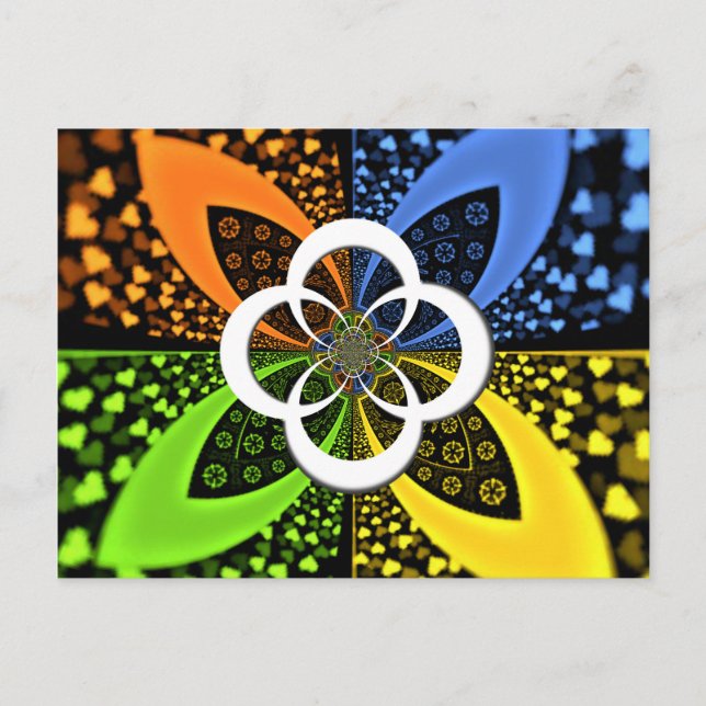 Iridescent Hearts Seamless Polka Dot Abstract Art  Postcard (Front)