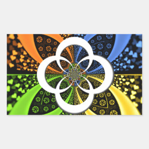 Iridescent Hearts Seamless Polka Dot Abstract Art  Rectangular Sticker