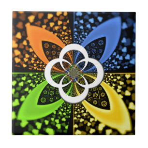 Iridescent Hearts Seamless Polka Dot Abstract Art  Tile