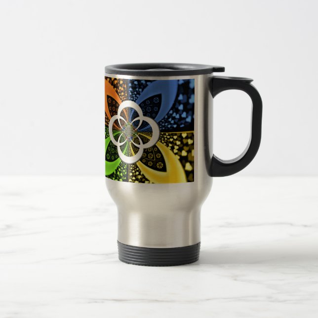 Iridescent Hearts Seamless Polka Dot Abstract Art  Travel Mug (Right)