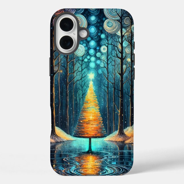 Iridescent Holiday Dream 🎄 Glowing Christmas Tree Case-Mate iPhone Case (Back)