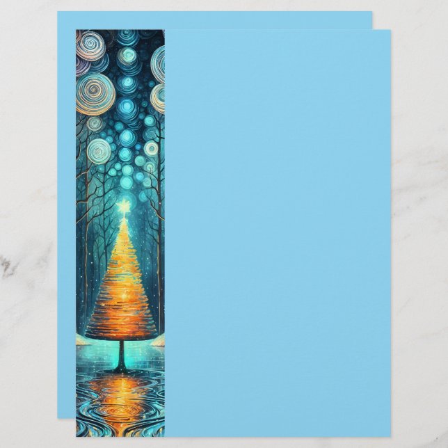 Iridescent Holiday Dream 🎄 Glowing Christmas Tree Custom Letterhead (Front/Back)