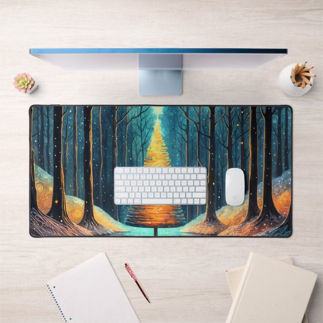 Iridescent Holiday Dream 🎄 Glowing Christmas Tree Desk Mat (Office 1)