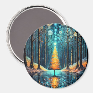Iridescent Holiday Dream 🎄 Glowing Christmas Tree Magnet