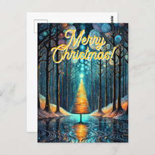 Iridescent Holiday Dream 🎄 Glowing Christmas Tree Postcard