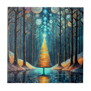 Iridescent Holiday Dream 🎄 Glowing Christmas Tree Tile