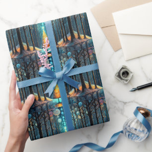 Iridescent Holiday Dream 🎄 Glowing Christmas Tree Wrapping Paper
