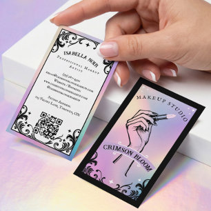 Iridescent holographic Beauty Makeup Artist Luxury Business Card