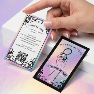 Iridescent holographic Beauty Makeup Artist Luxury Business Card