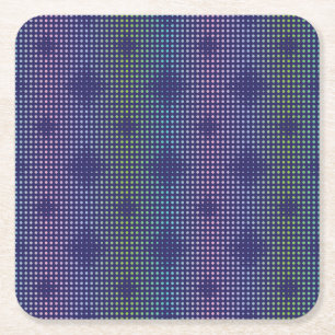 Iridescent Holographic Dots Pattern Square Paper Coaster
