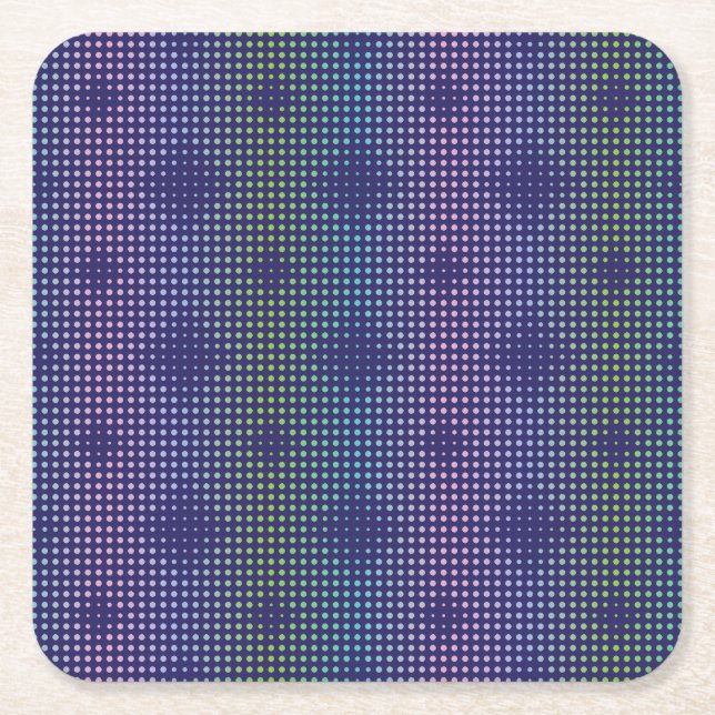 Iridescent Holographic Dots Pattern Square Paper Coaster (Front)