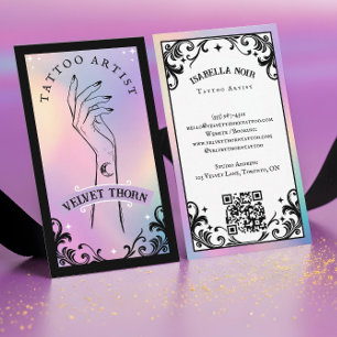 Iridescent Holographic Gothic Body Tattoo Artis Business Card